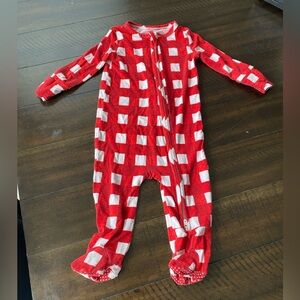 Caden Lane Baby Red Bamboo One Piece Footies Pajama Zip Up 6-12 months